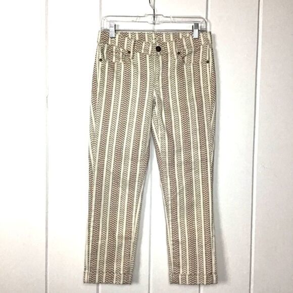 Ann Taylor Striped Capris Modern Cuffed Crop Tribal, Size 26/2 - Picture 1 of 7